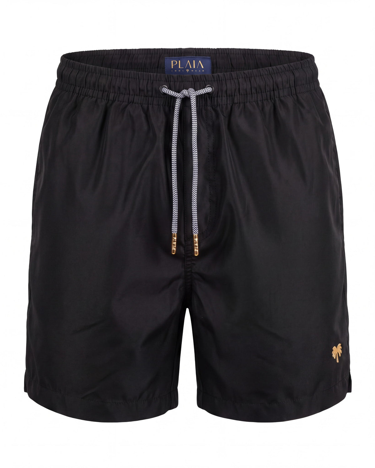 Pantaloneta de baño niño MAUI negra lisa, vista frontal