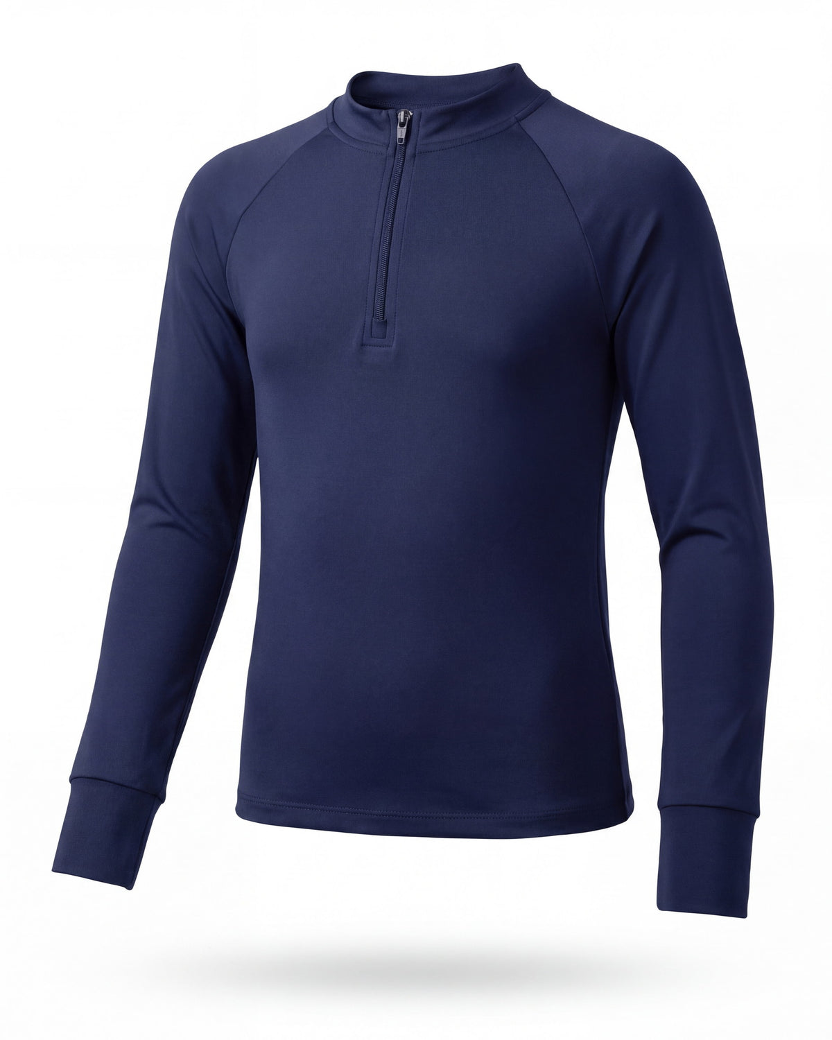 Rashguard de niño FIJI KIDS azul marino, vista frontal, cuello alto con cremallera