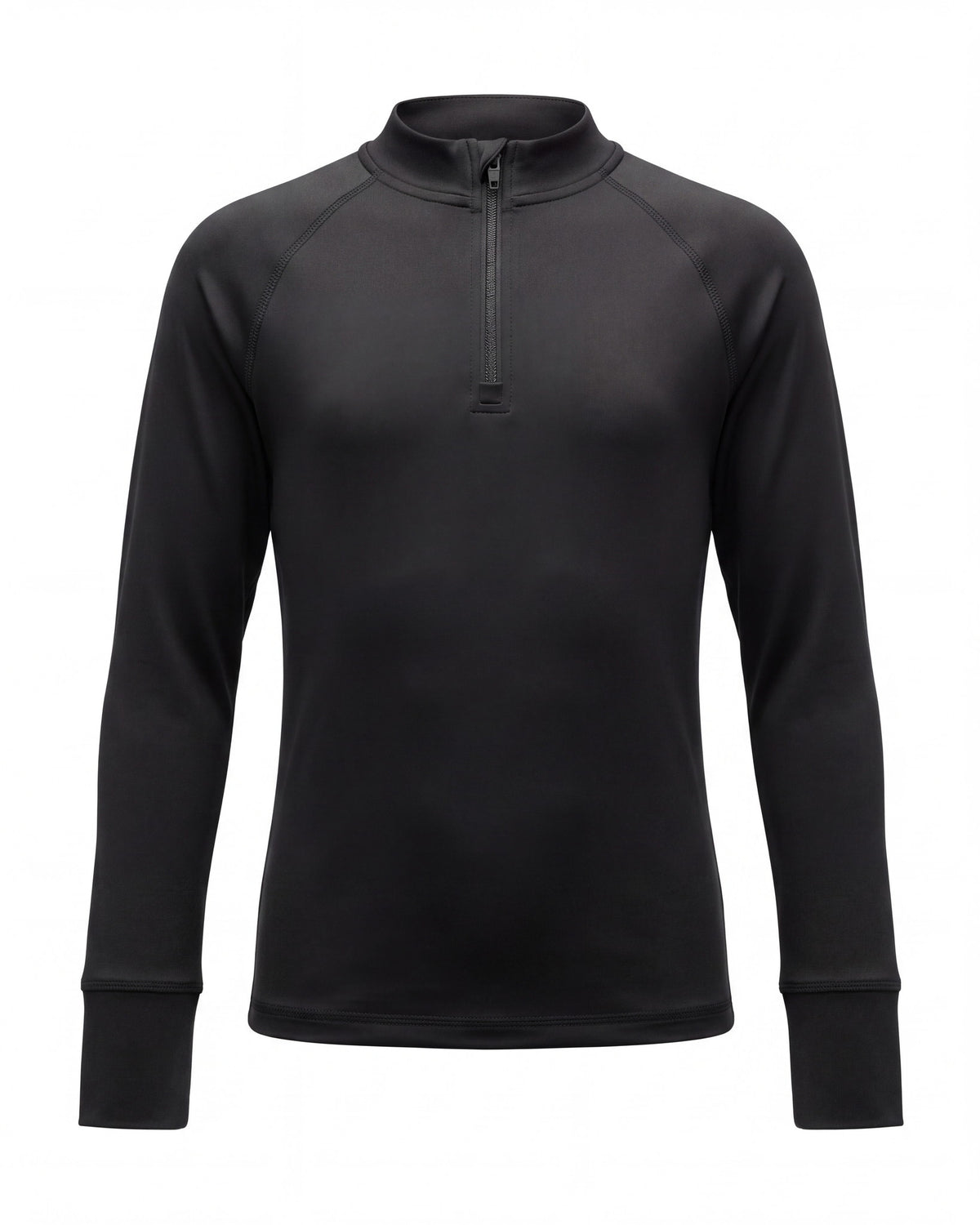 Rashguard de niño FIJI KIDS negro, vista frontal, cuello alto con cremallera