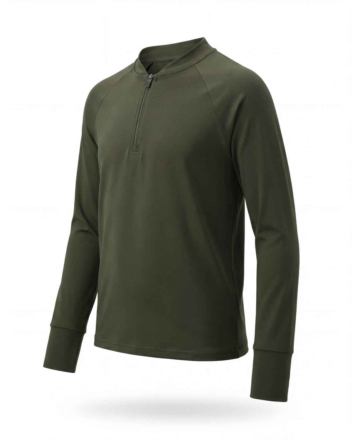 Rashguard de niño FIJI KIDS verde oliva en vista de tres cuartos