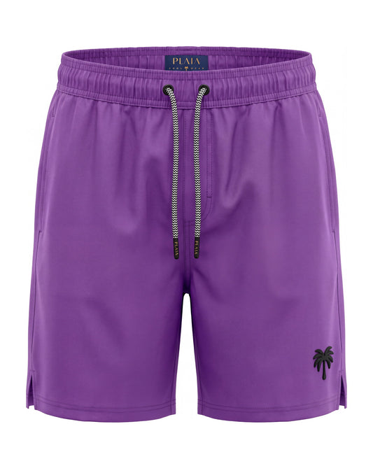 Pantaloneta de baño CALI violeta lisa, vista frontal
