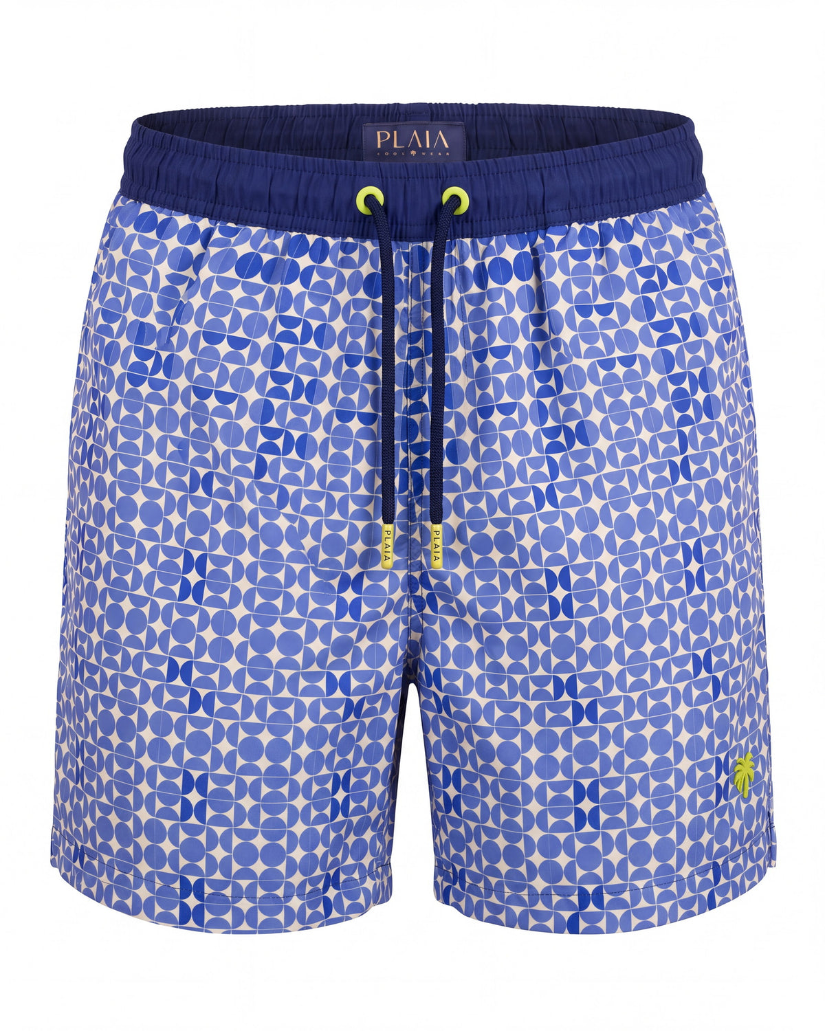 Pantaloneta de baño LOS ROQUES azul brillante con micro-mosaico blanco, vista frontal
