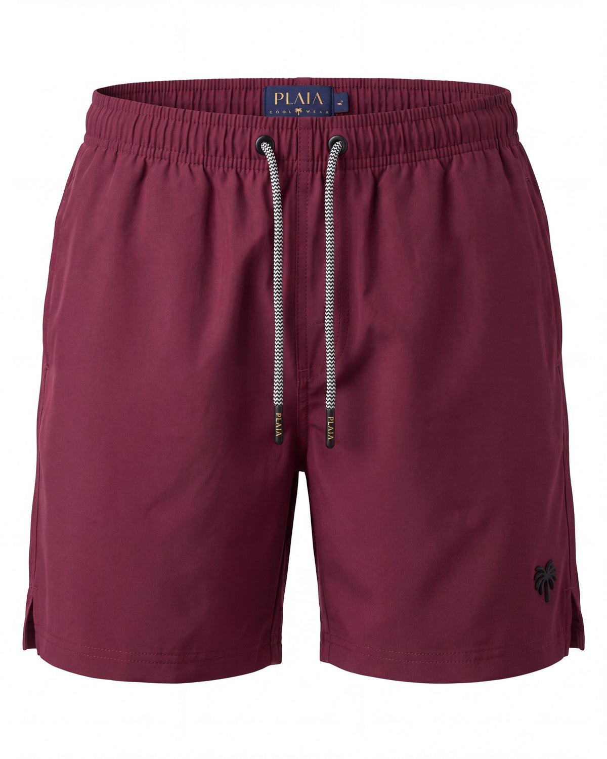 Pantaloneta de baño MALDIVAS burdeos lisa, vista frontal