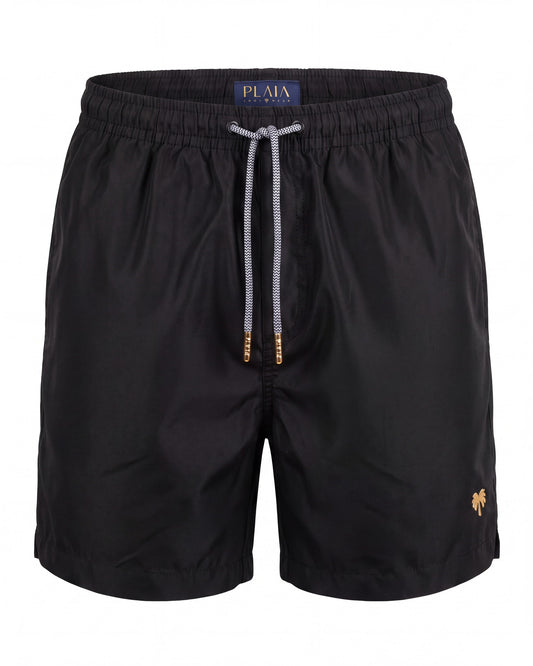 Pantaloneta de baño MAUI negra lisa, vista frontal