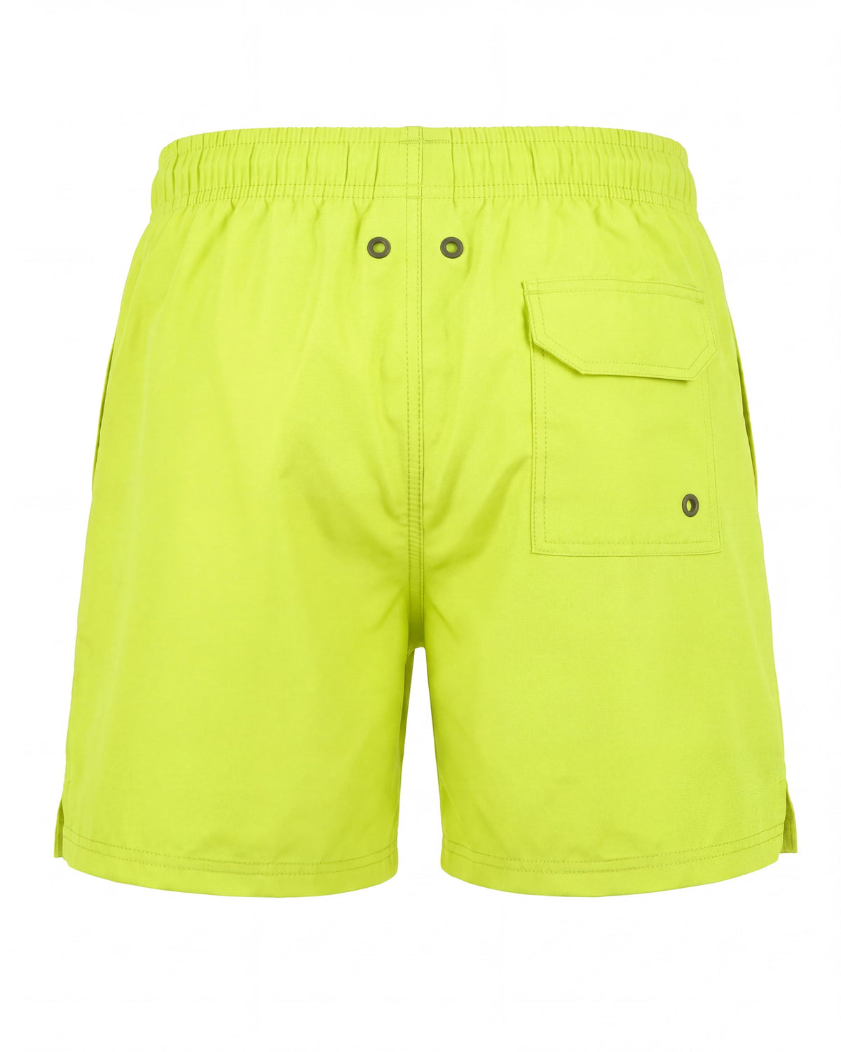 Pantaloneta de baño WAIKIKI lima neón lisa, vista trasera
